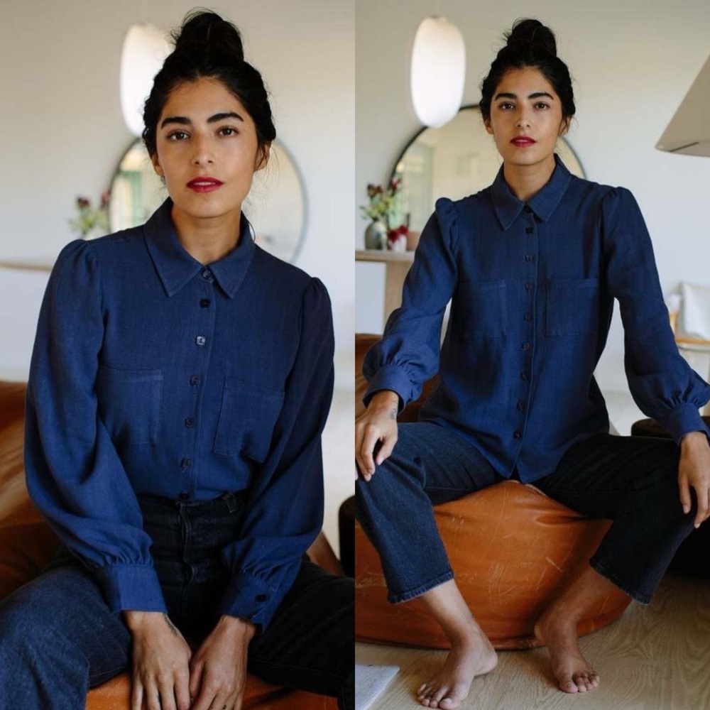 RACHEL PALLY Sanders Long Sleeve Linen Button Down Top Shirt